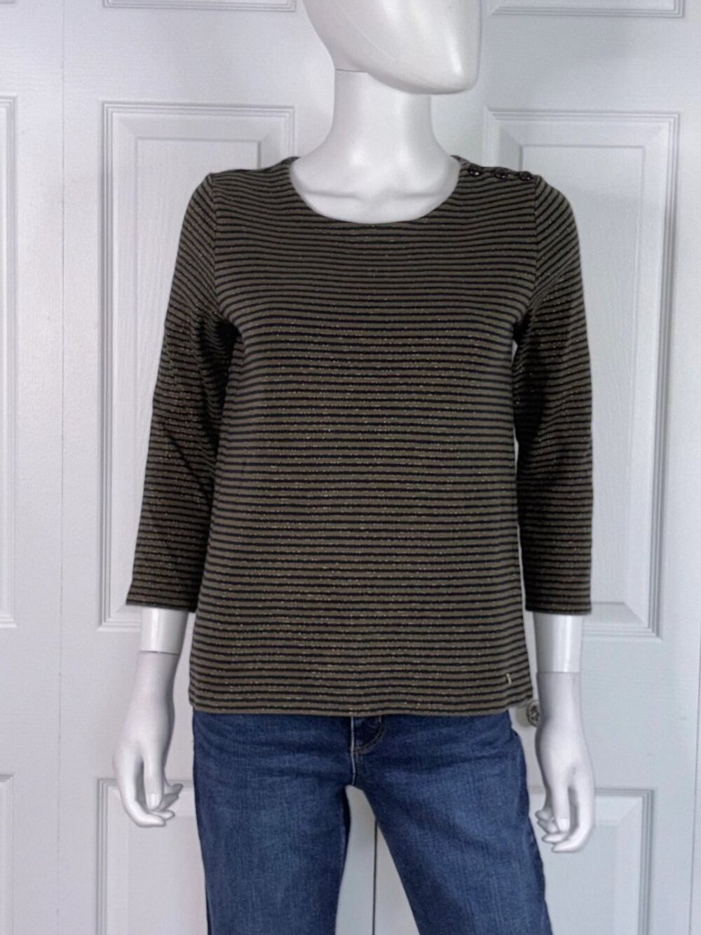 DES PETITS HAUTS women's striped 3/4-sleeve top XS